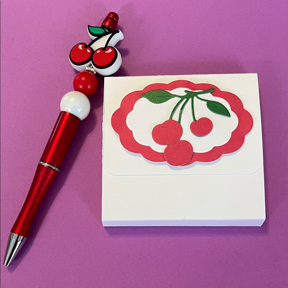 Cherry themed Notepad/Pen set $10